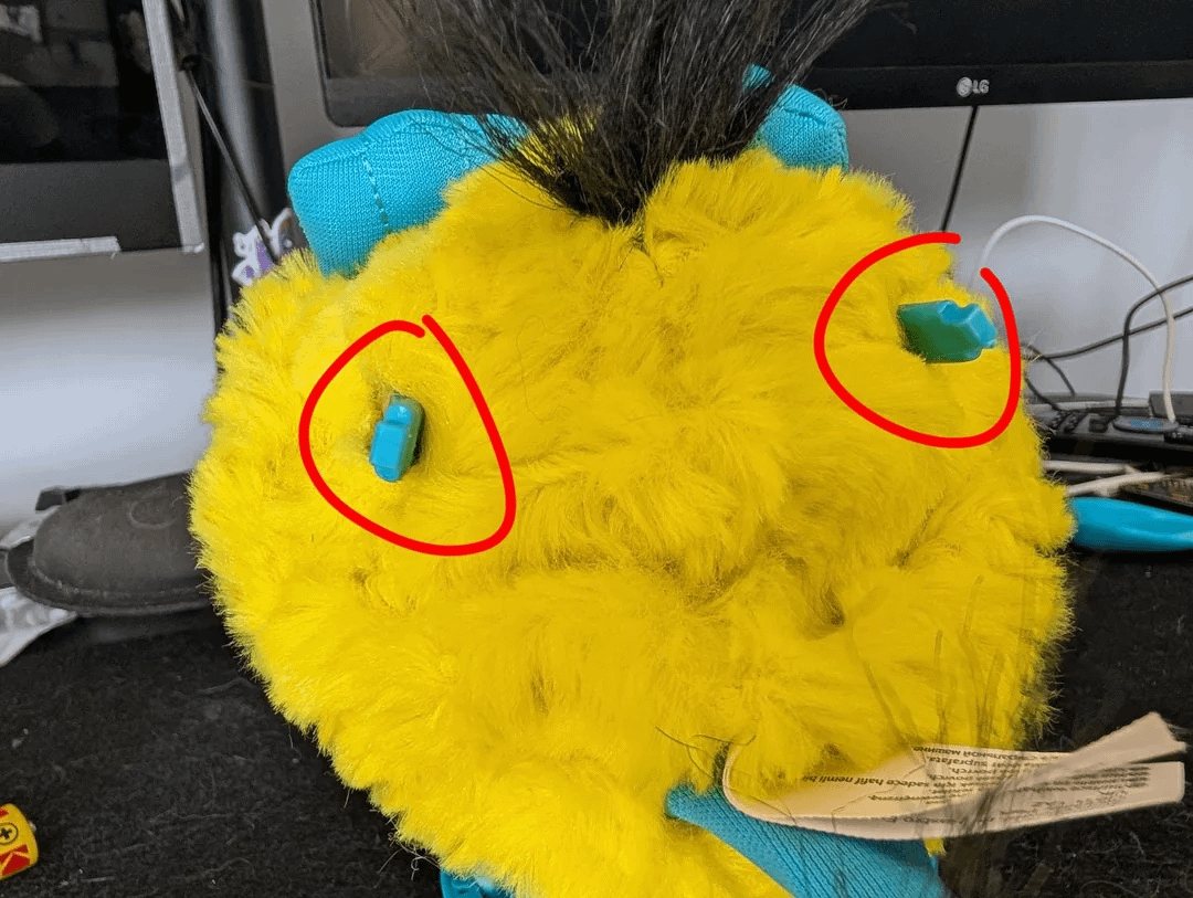 Furby ears removed from the shell