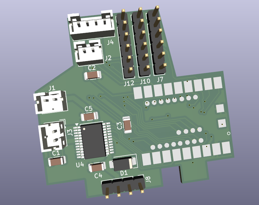 Rendered Furby custom PCB